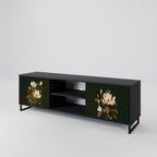 FLORAL NOIR 2-Door TV Stand in Black Finish