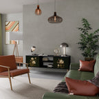 FLORAL NOIR 2-Door TV Stand in Black Finish