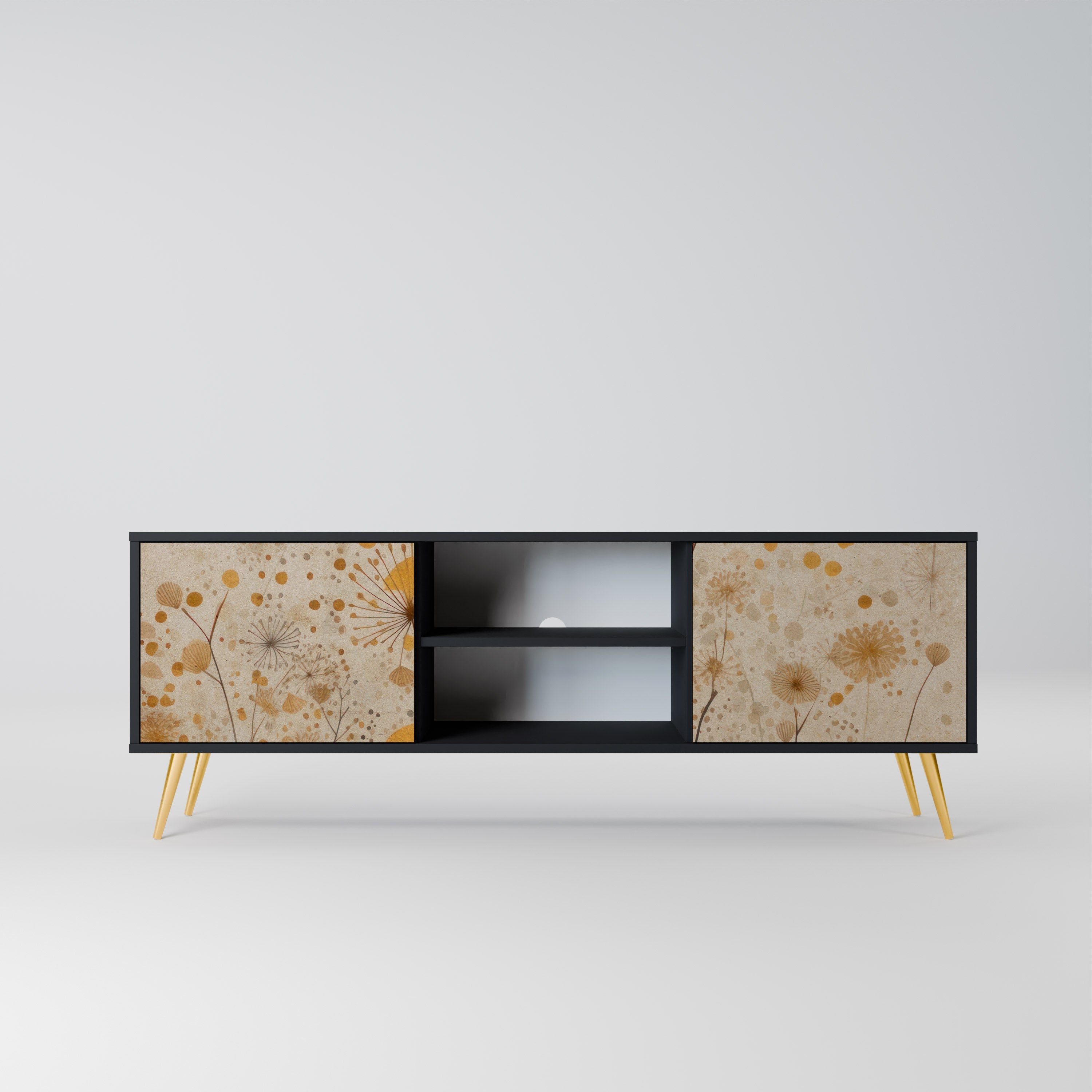 MORNING GLADE 2-Door TV Stand in Black Finish