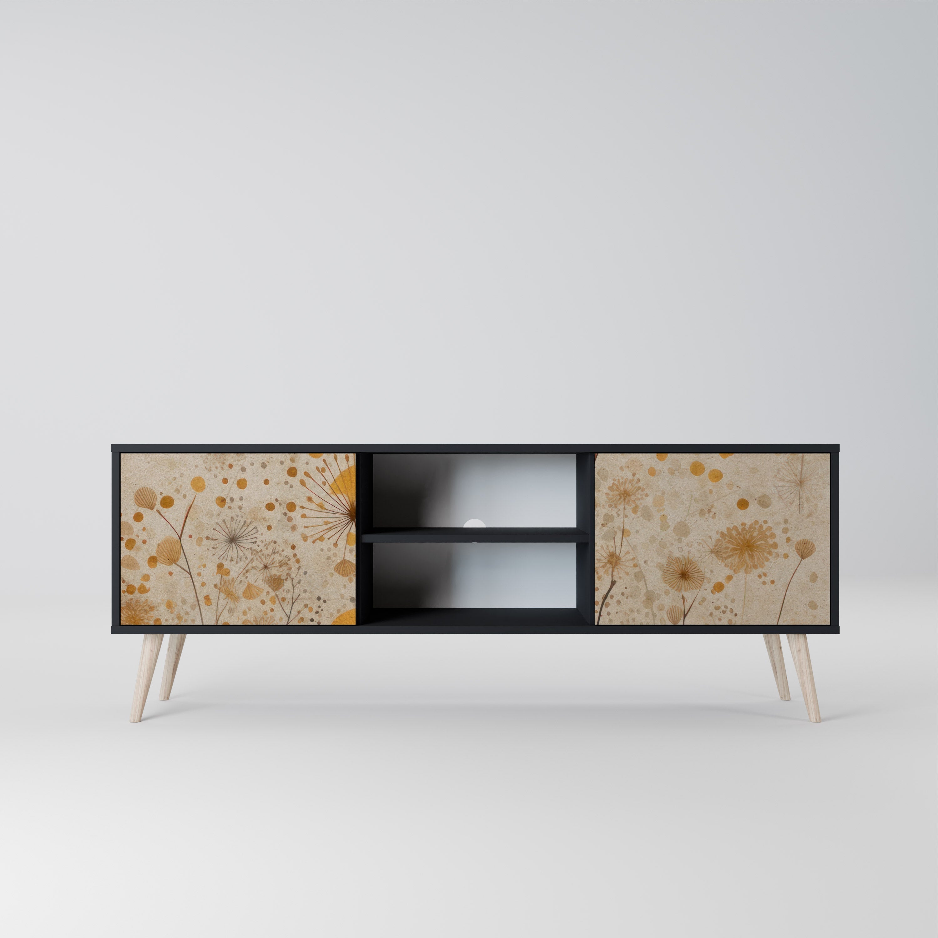 MORNING GLADE 2-Door TV Stand in Black Finish