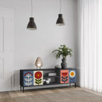 SCANDIC FLOWERET 2-Door TV Stand in Black Finish