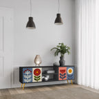 SCANDIC FLOWERET 2-Door TV Stand in Black Finish