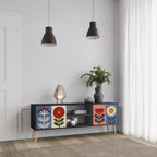 SCANDIC FLOWERET 2-Door TV Stand in Black Finish