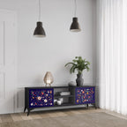 FLORAL COMBINATION 2-Door TV Stand in Black Finish