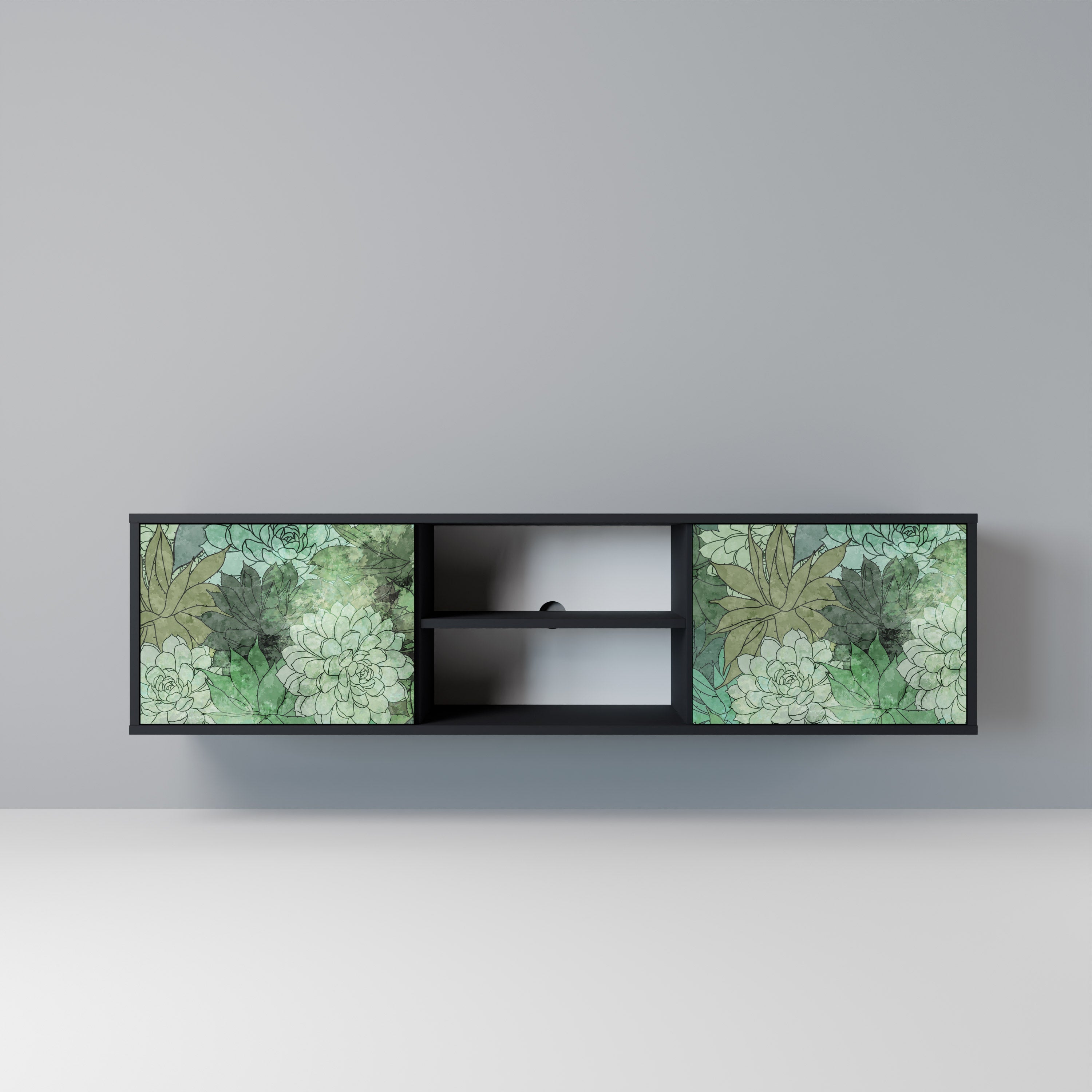 SUCCULENT CLUSTER 2-Door TV Stand in Black Finish