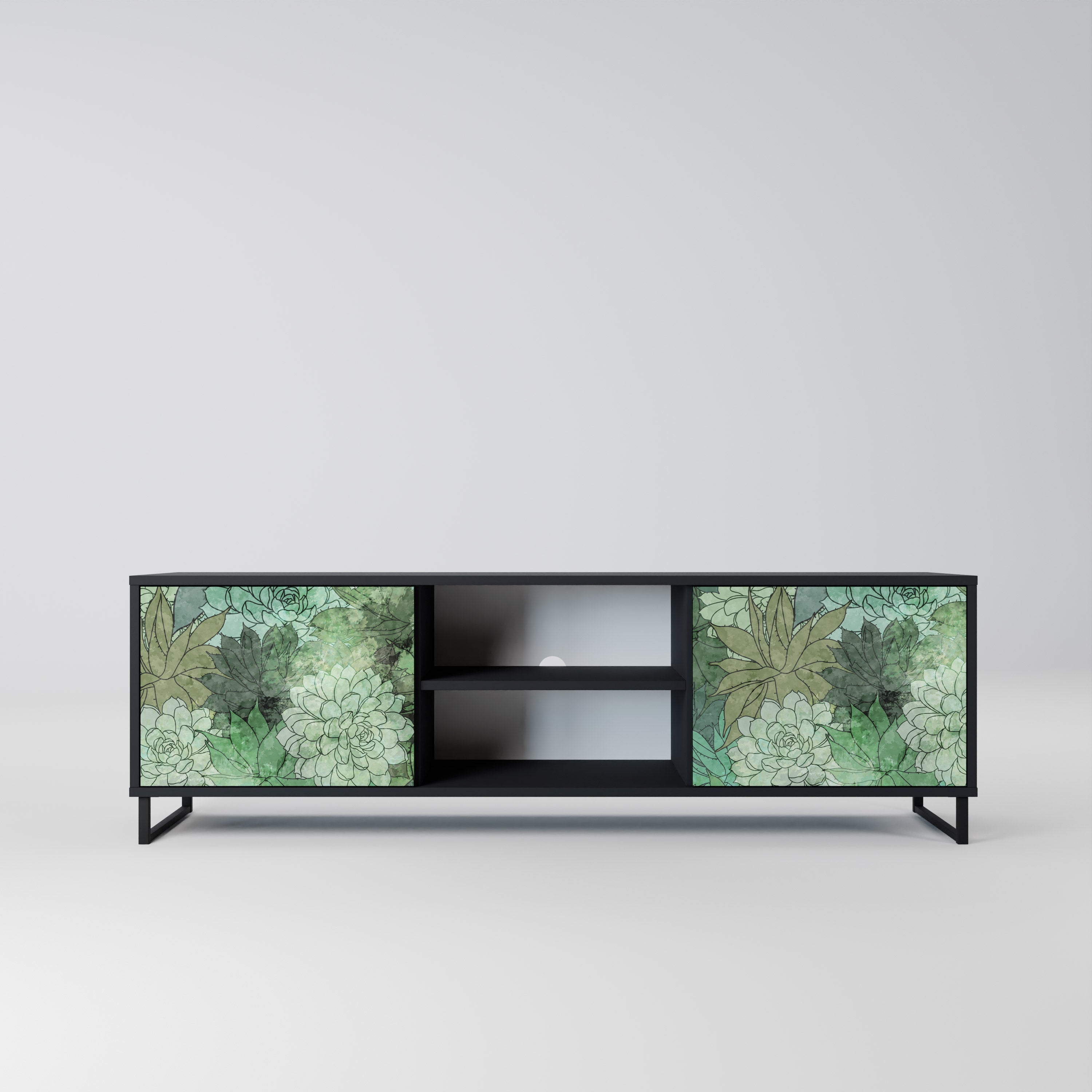SUCCULENT CLUSTER 2-Door TV Stand in Black Finish