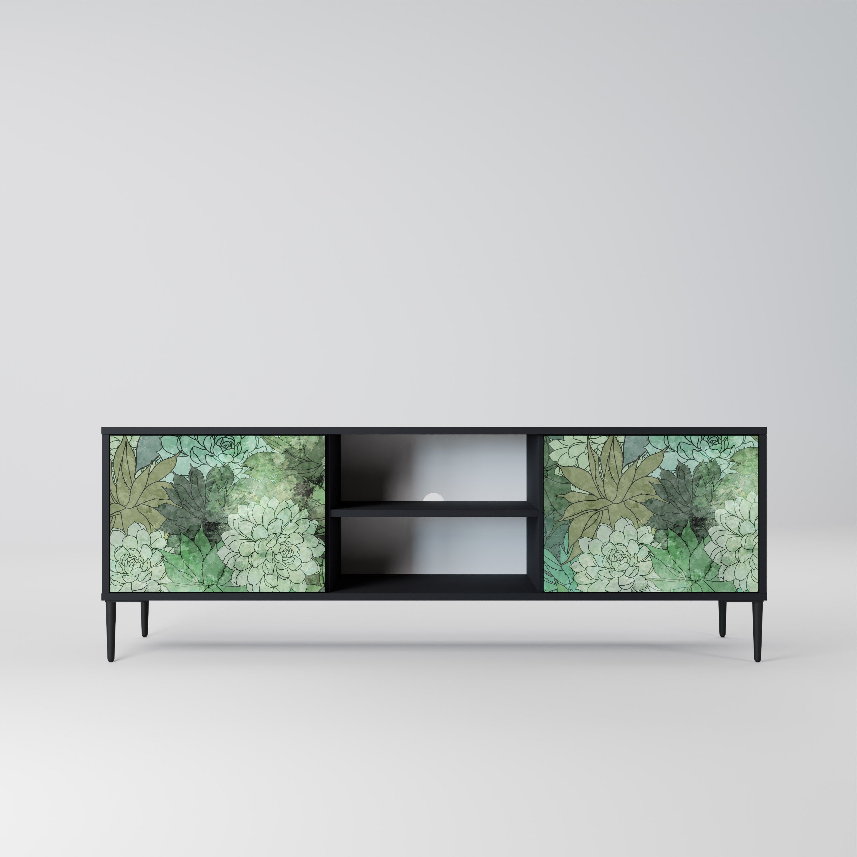 SUCCULENT CLUSTER 2-Door TV Stand in Black Finish