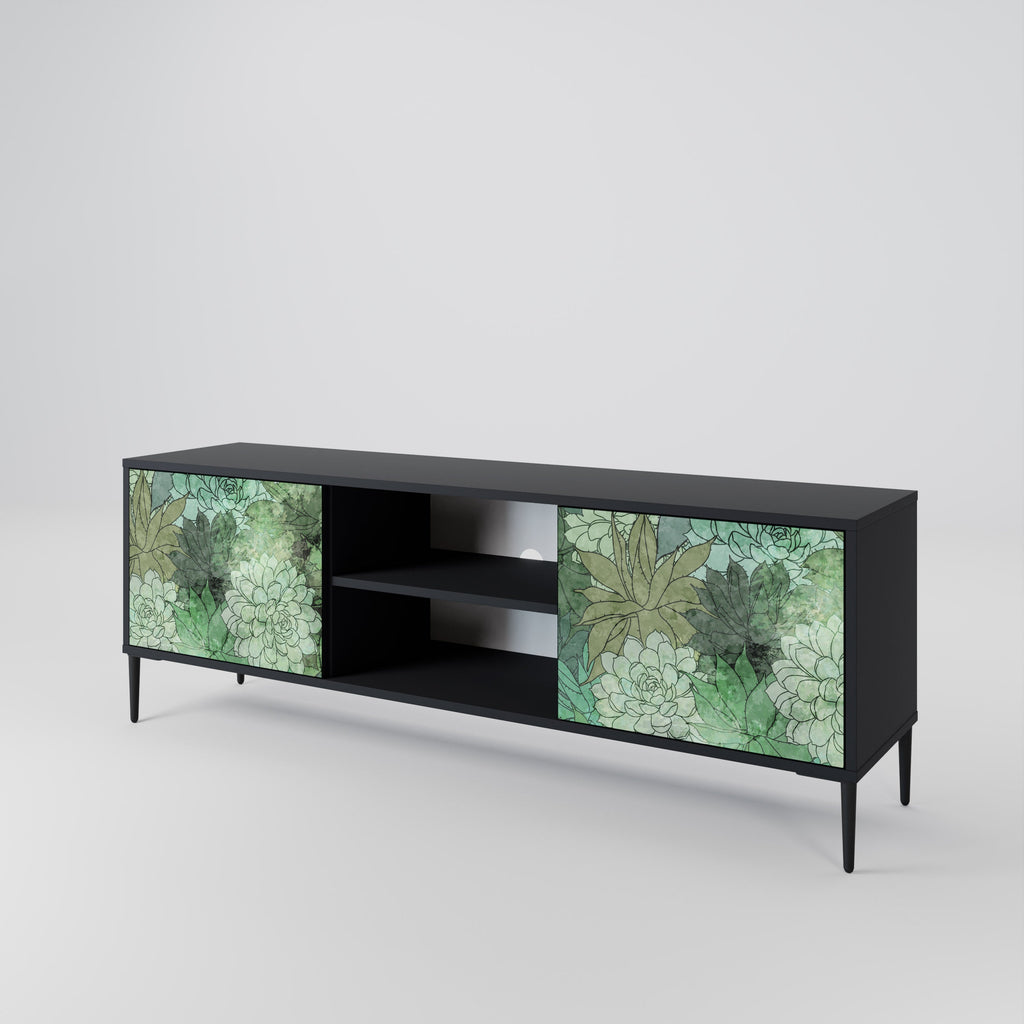 SUCCULENT CLUSTER 2-Door TV Stand in Black Finish