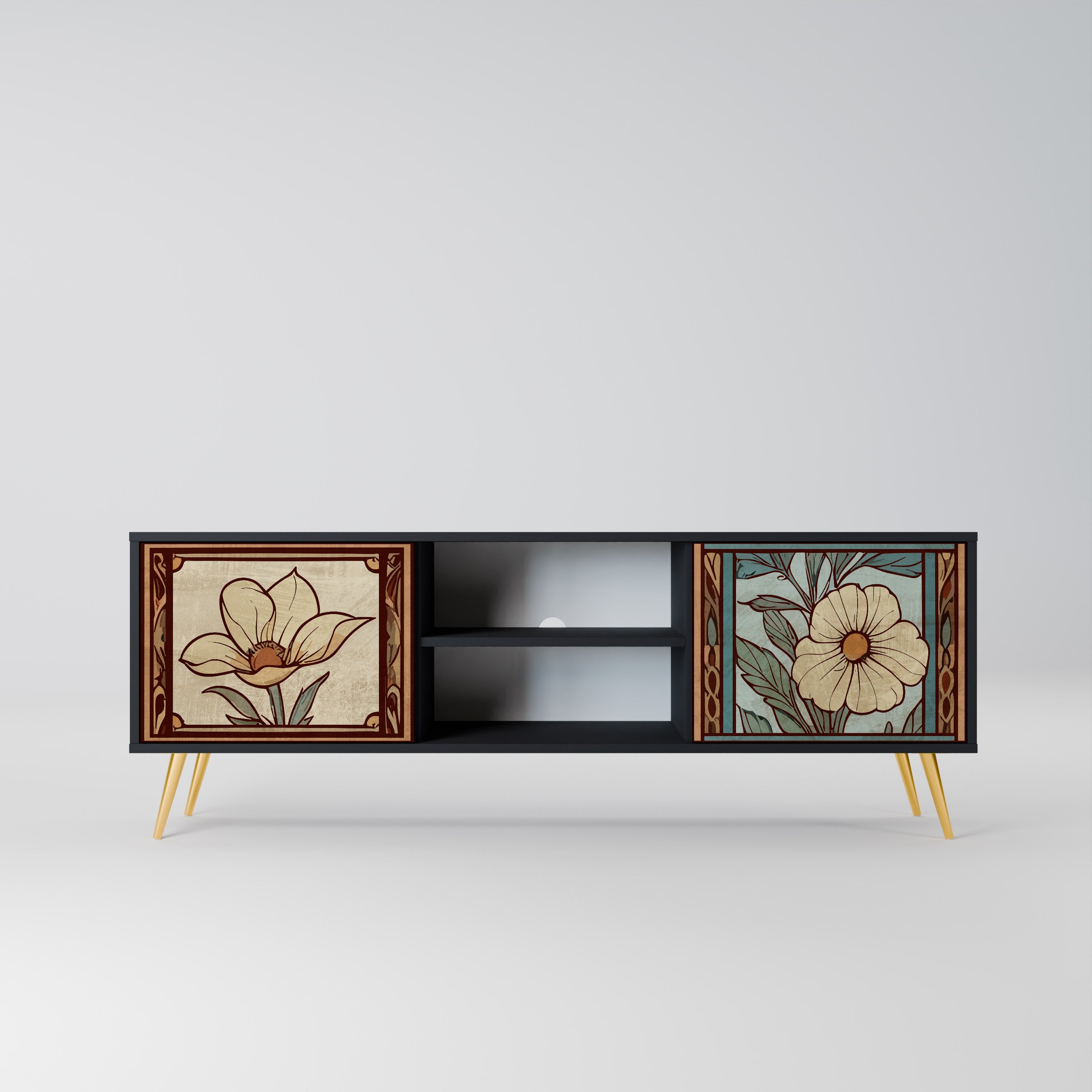 TIMELESS FLORA 2-Door TV Stand in Black Finish