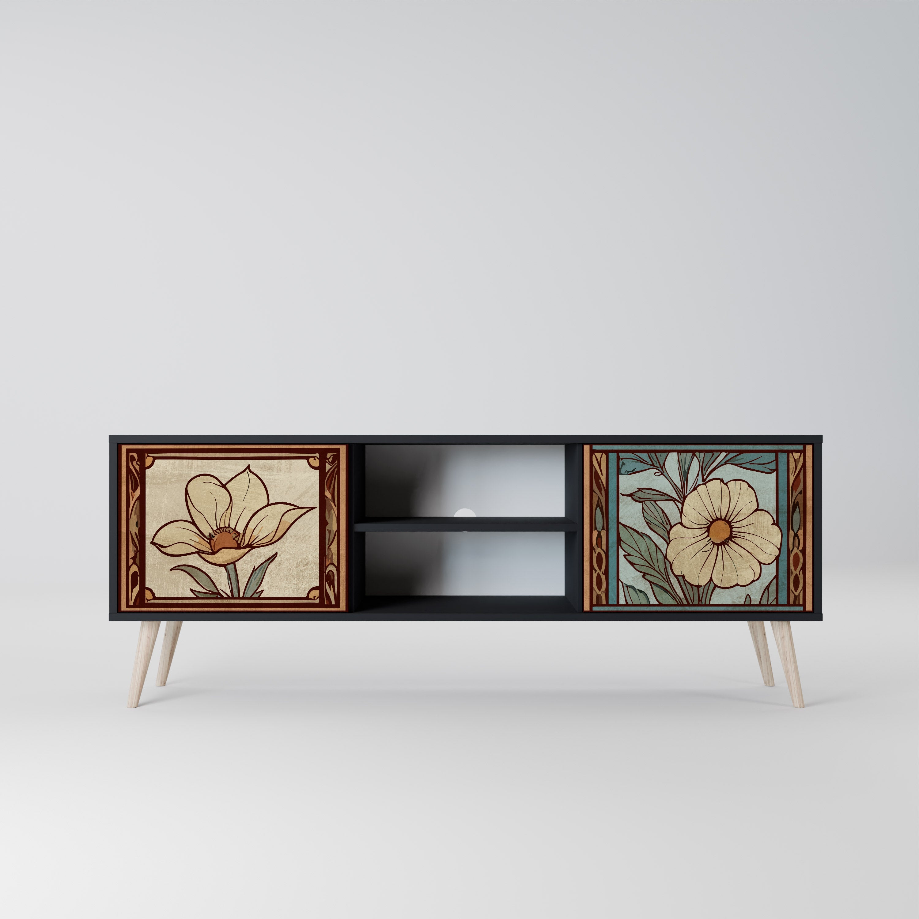 TIMELESS FLORA 2-Door TV Stand in Black Finish