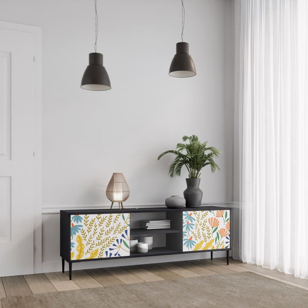 HELLO SPRING 2-Door TV Stand in Black Finish