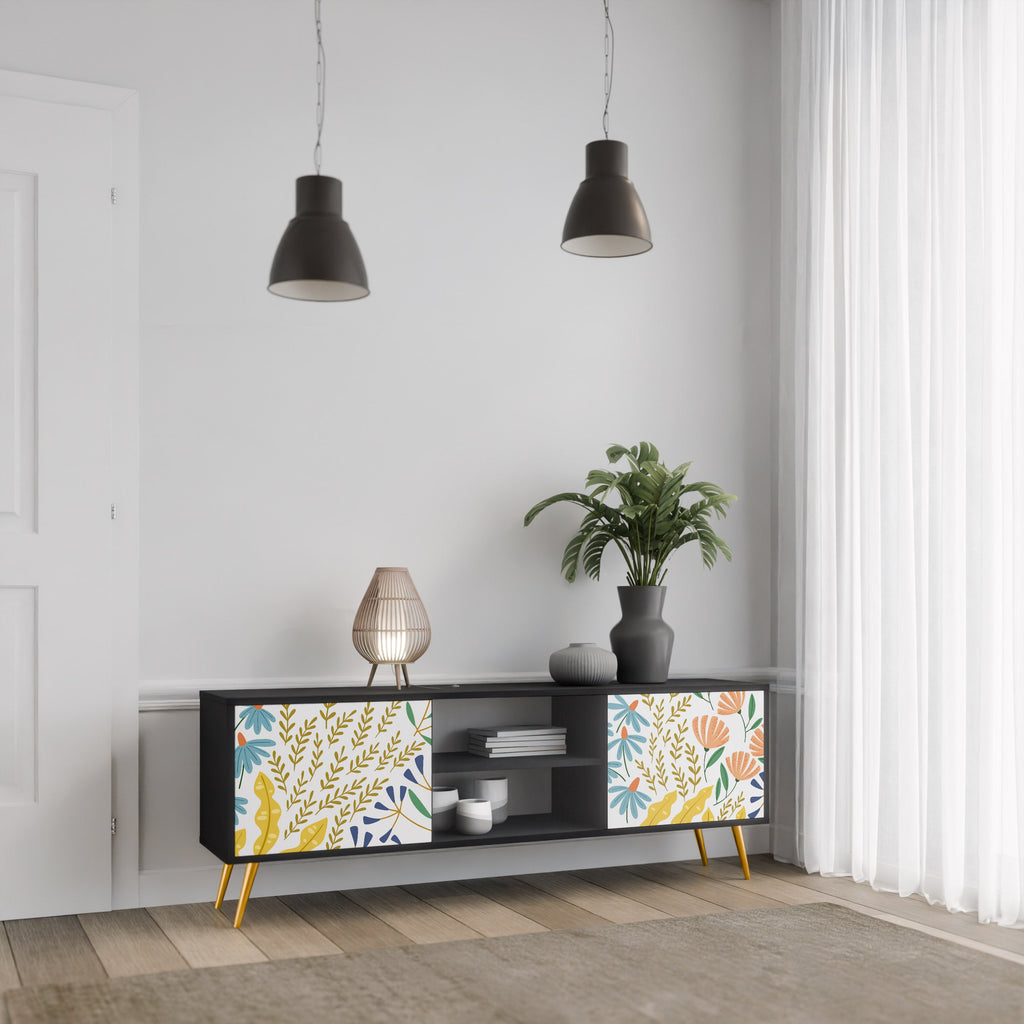 HELLO SPRING 2-Door TV Stand in Black Finish