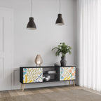 HELLO SPRING 2-Door TV Stand in Black Finish