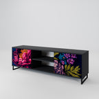 BLOOMING ELEGANCE 2-Door TV Stand in Black Finish