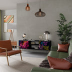 BLOOMING ELEGANCE 2-Door TV Stand in Black Finish