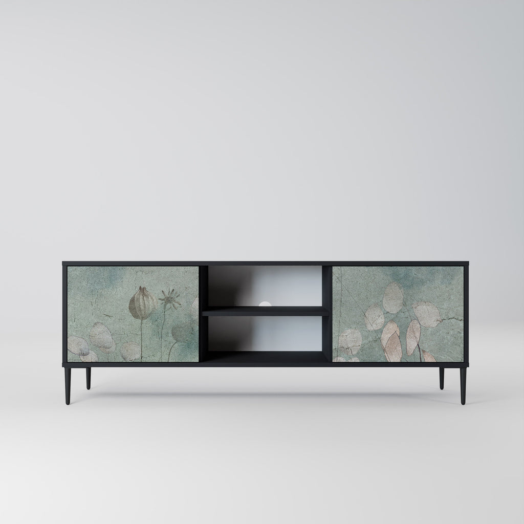 NIGHT LADY 2-Door TV Stand in Black Finish