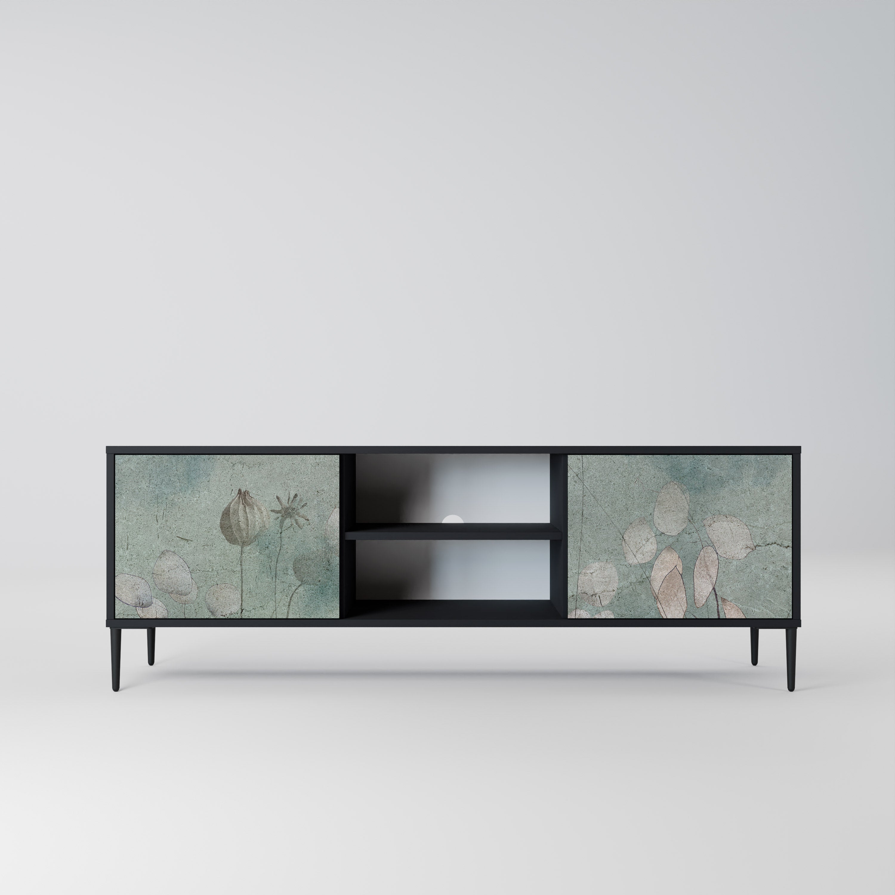 NIGHT LADY 2-Door TV Stand in Black Finish