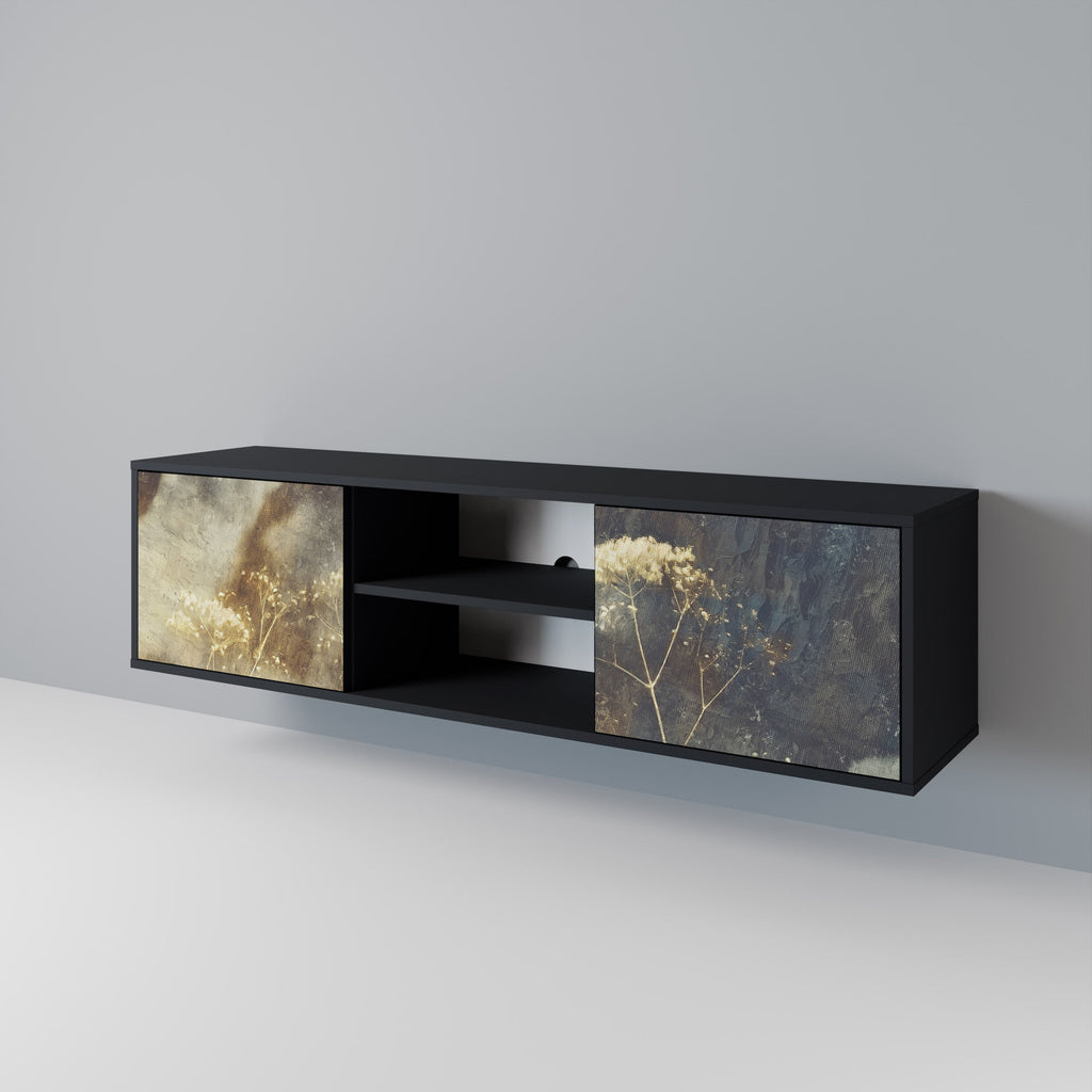 GENTLE POWER 2-Door TV Stand in Black Finish