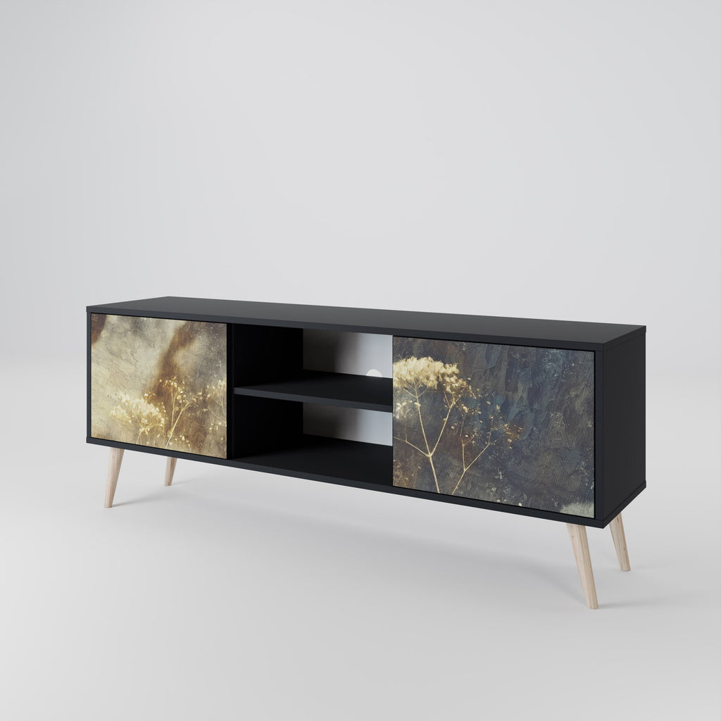 GENTLE POWER 2-Door TV Stand in Black Finish