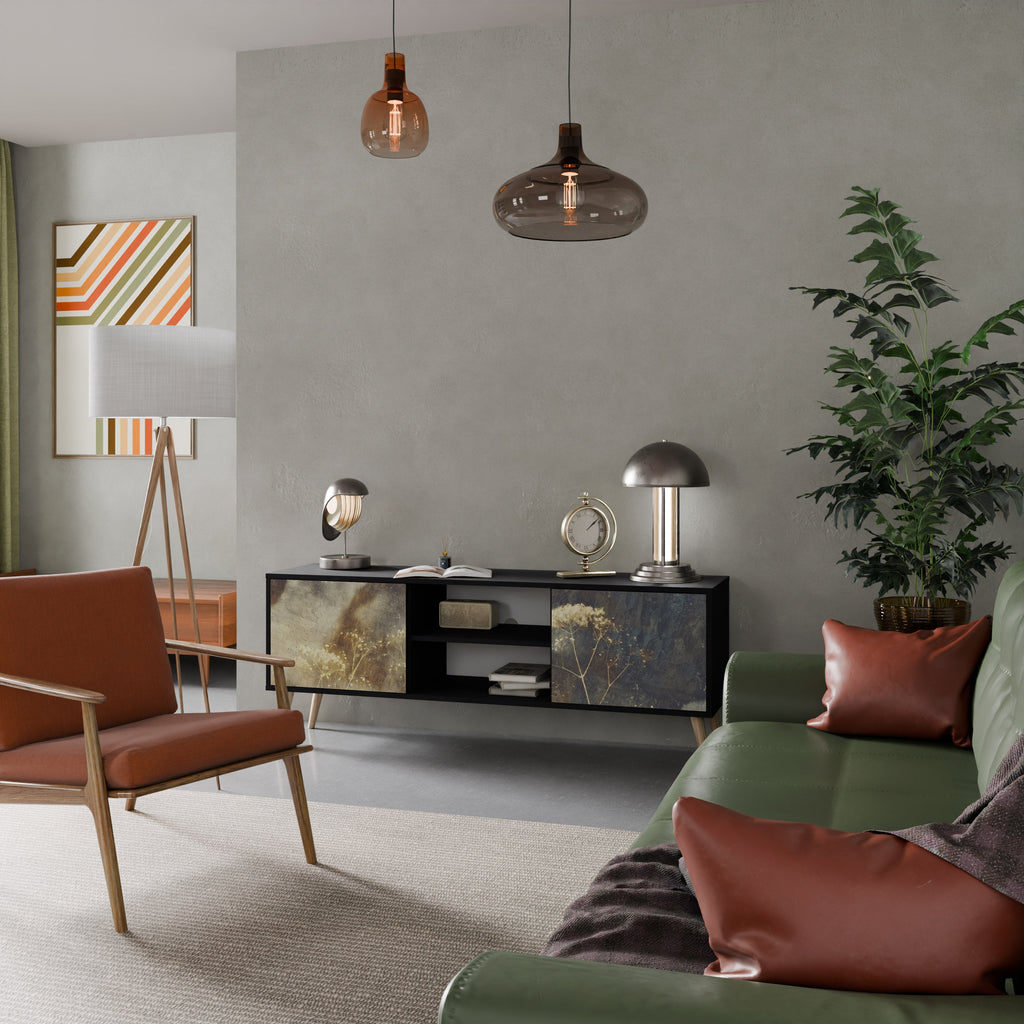 GENTLE POWER 2-Door TV Stand in Black Finish