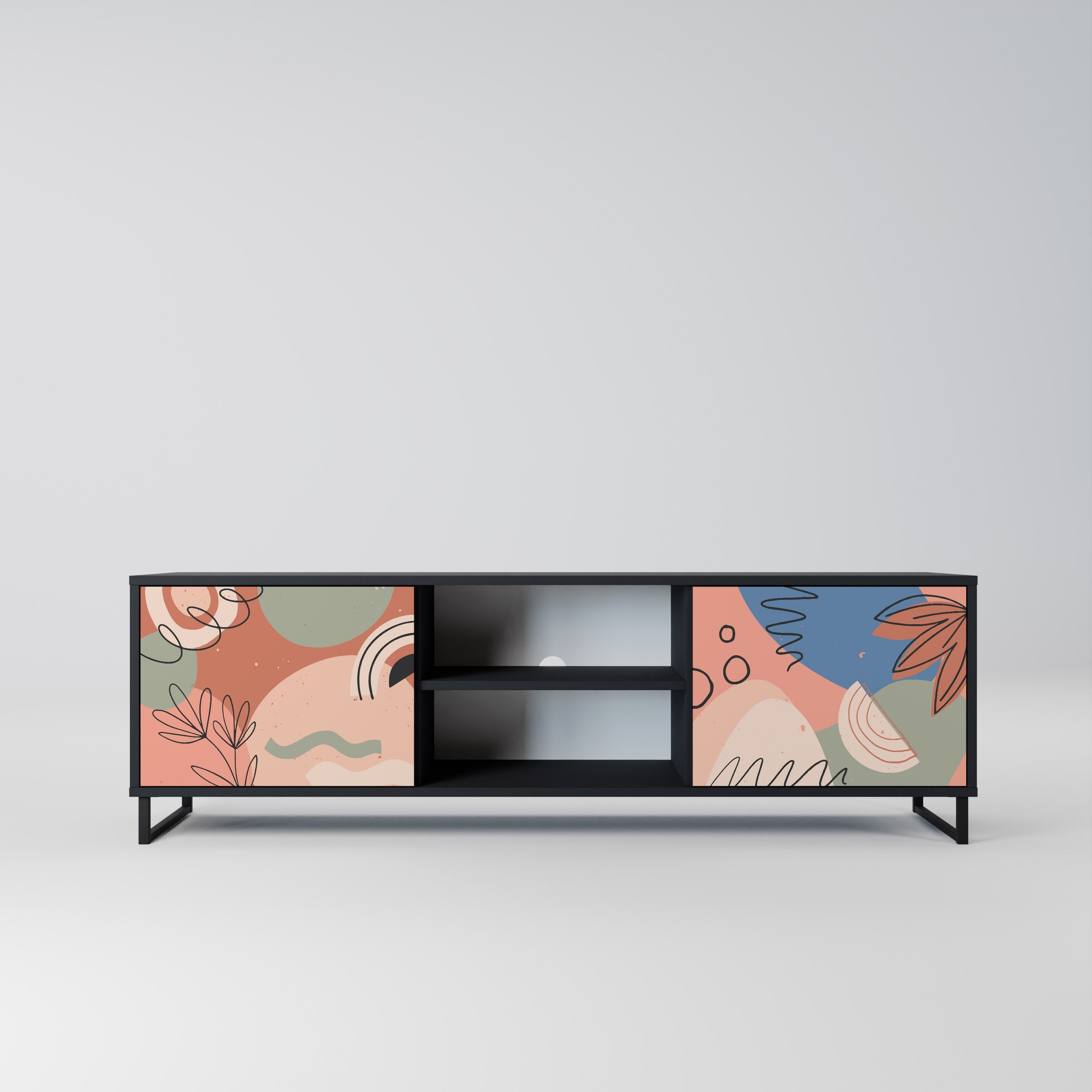 PASTEL DESTINY 2-Door TV Stand in Black Finish
