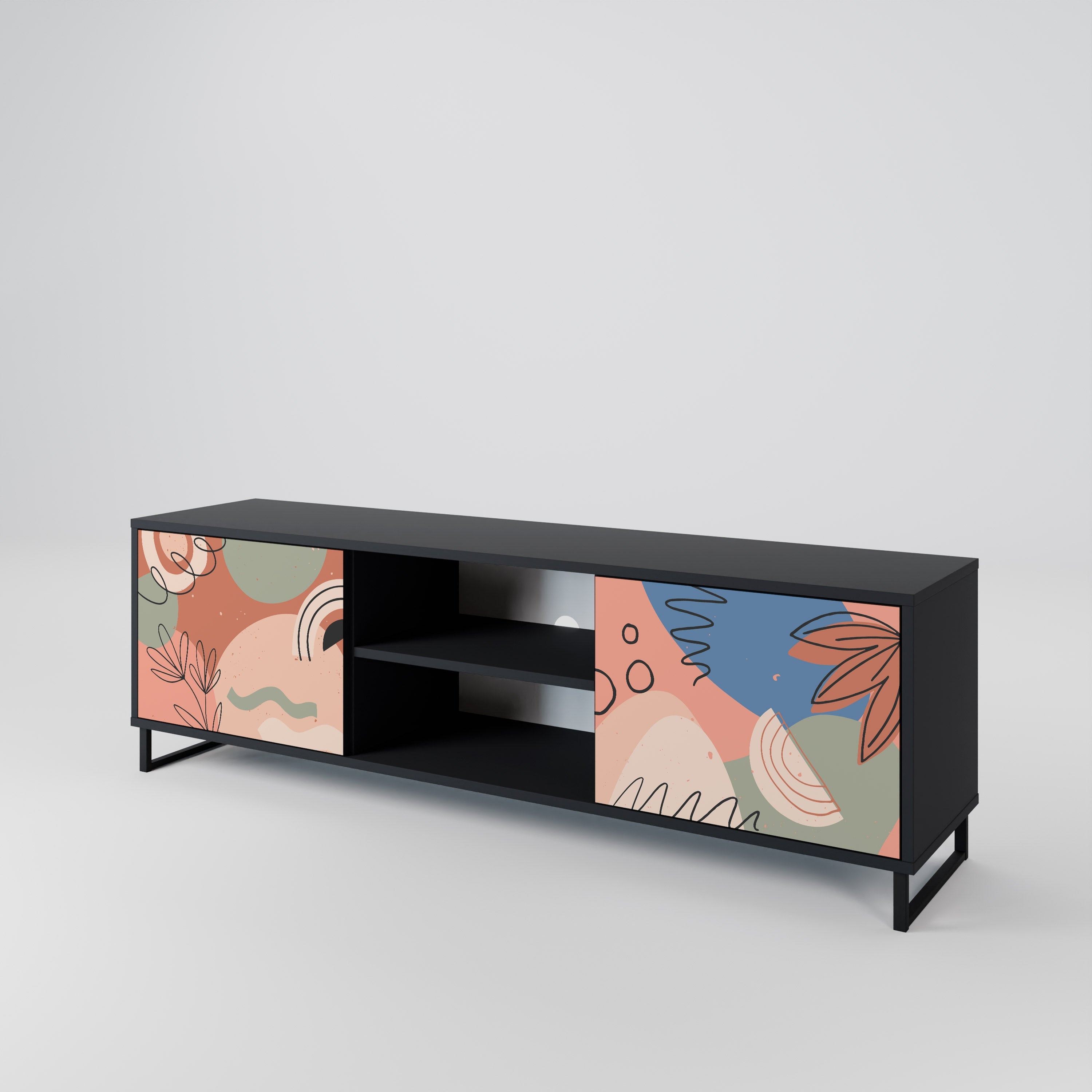 PASTEL DESTINY 2-Door TV Stand in Black Finish