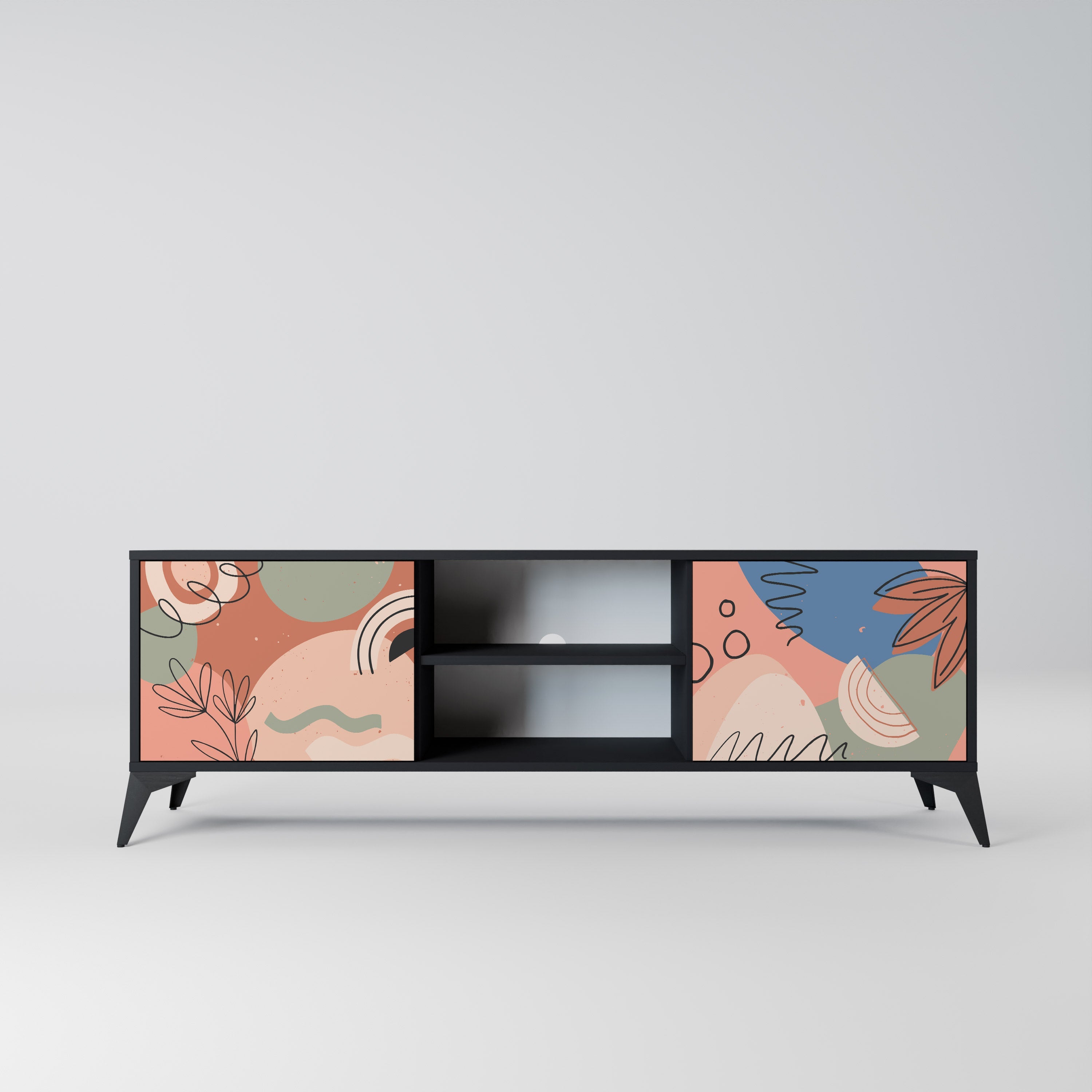 PASTEL DESTINY 2-Door TV Stand in Black Finish