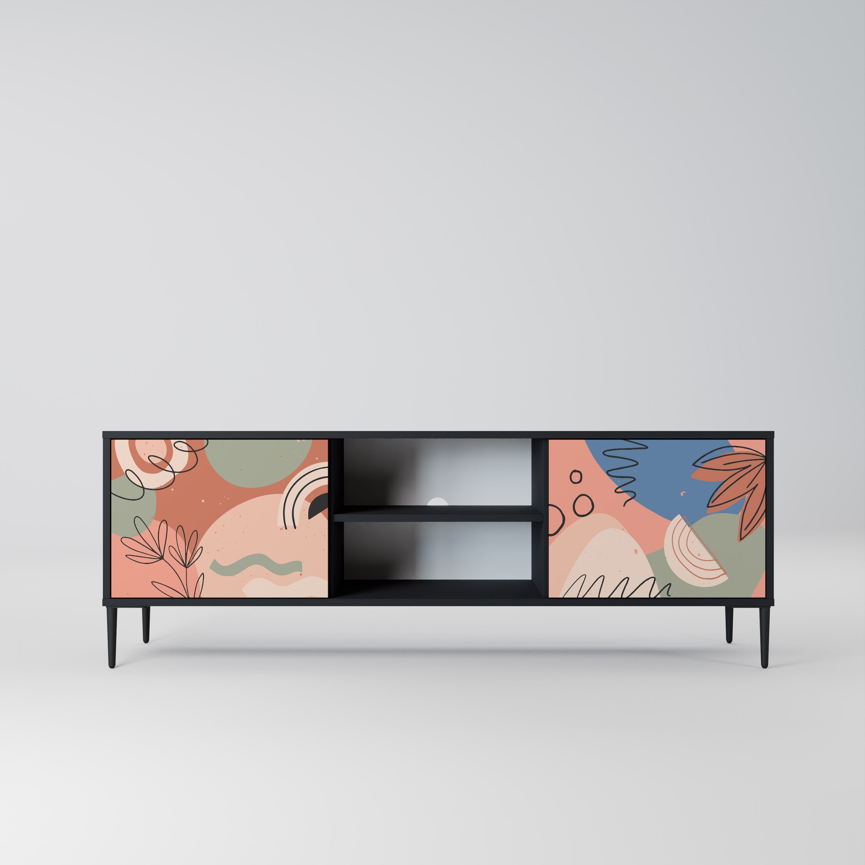 PASTEL DESTINY 2-Door TV Stand in Black Finish