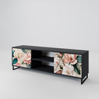 FLORAL GRACE 2-Door TV Stand in Black Finish