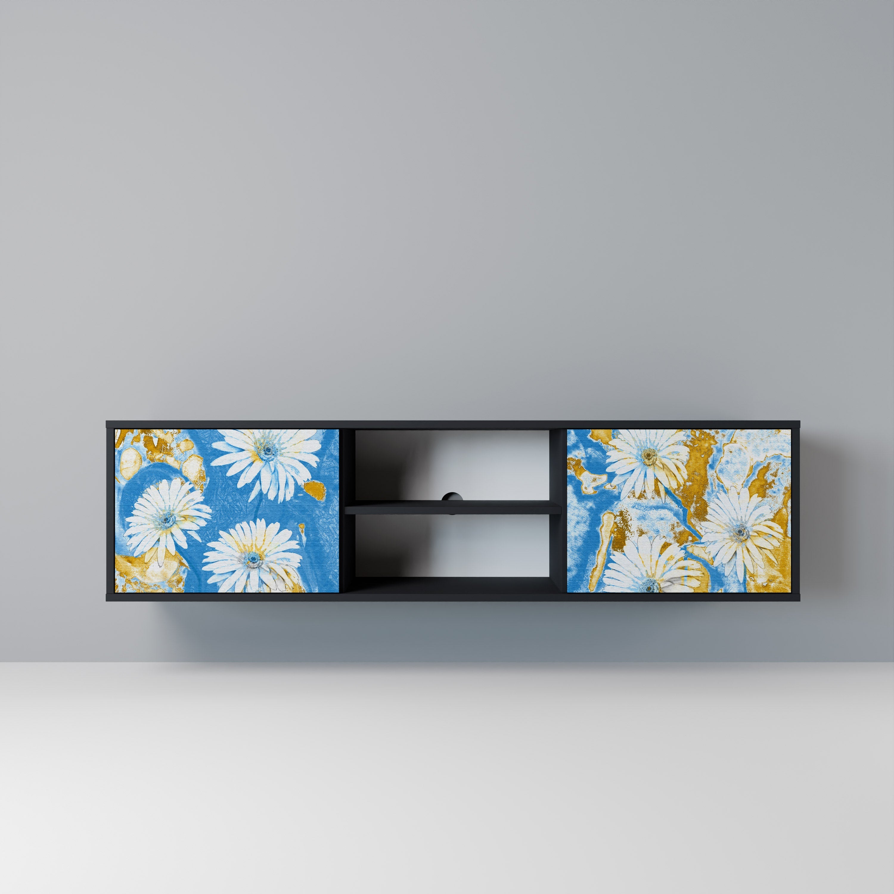 DAISY LUXE 2-Door TV Stand in Black Finish