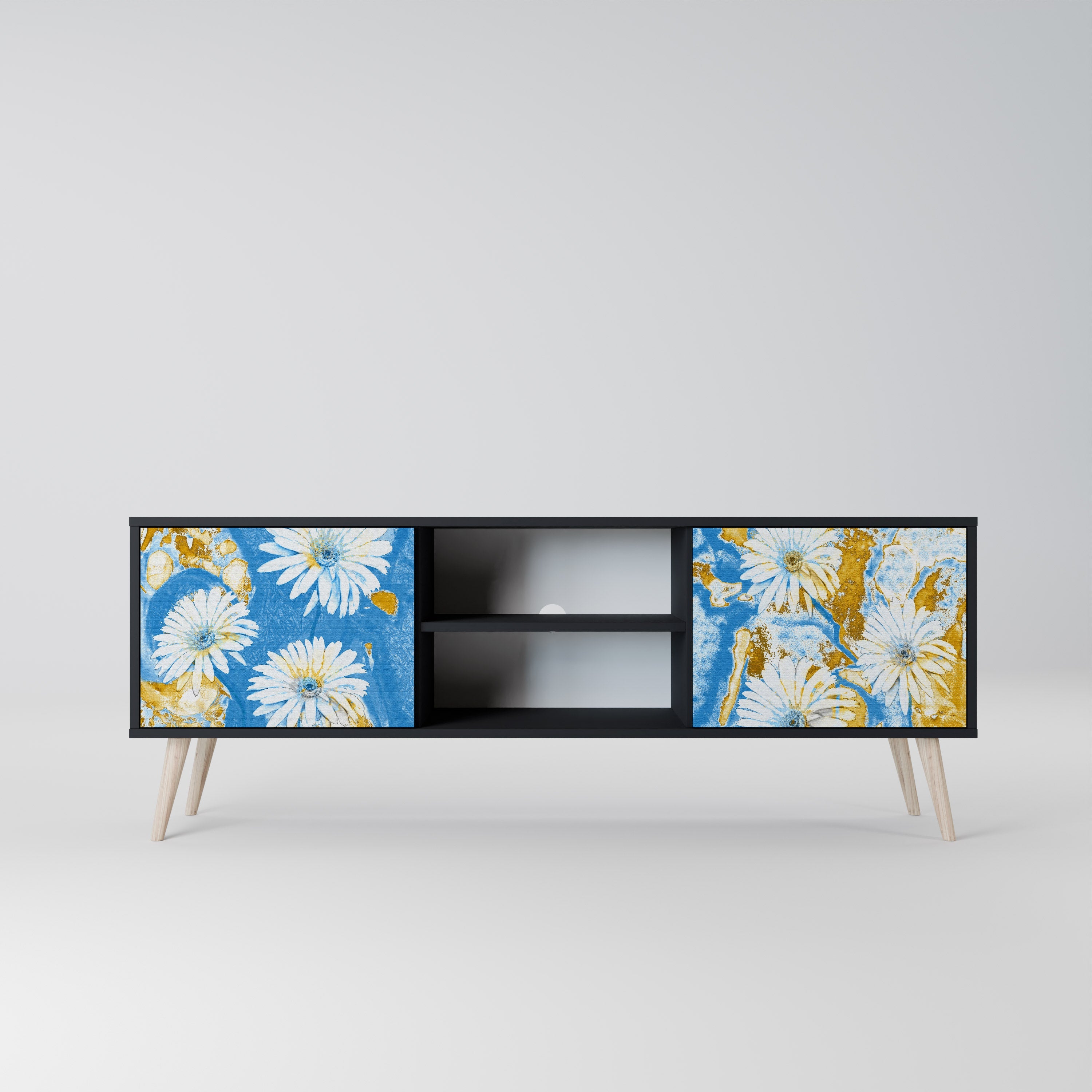 DAISY LUXE 2-Door TV Stand in Black Finish