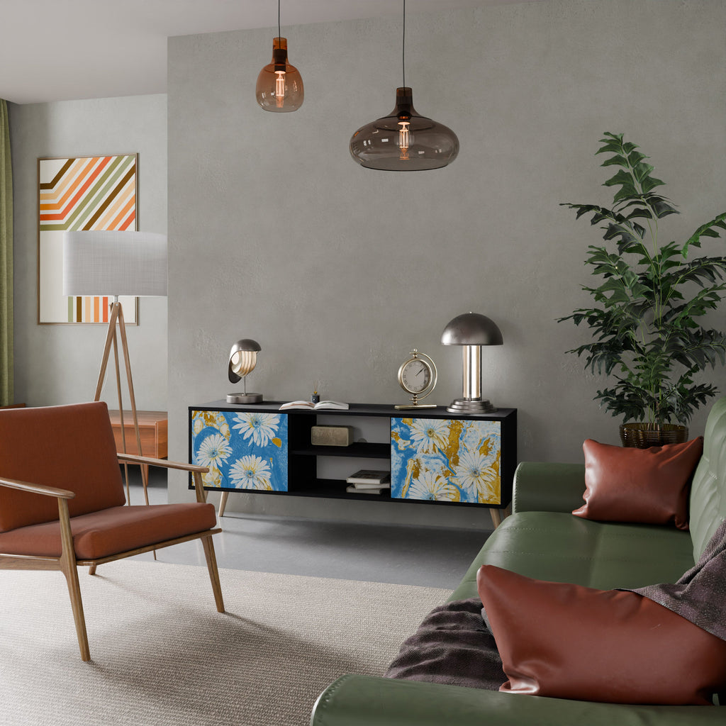 DAISY LUXE 2-Door TV Stand in Black Finish