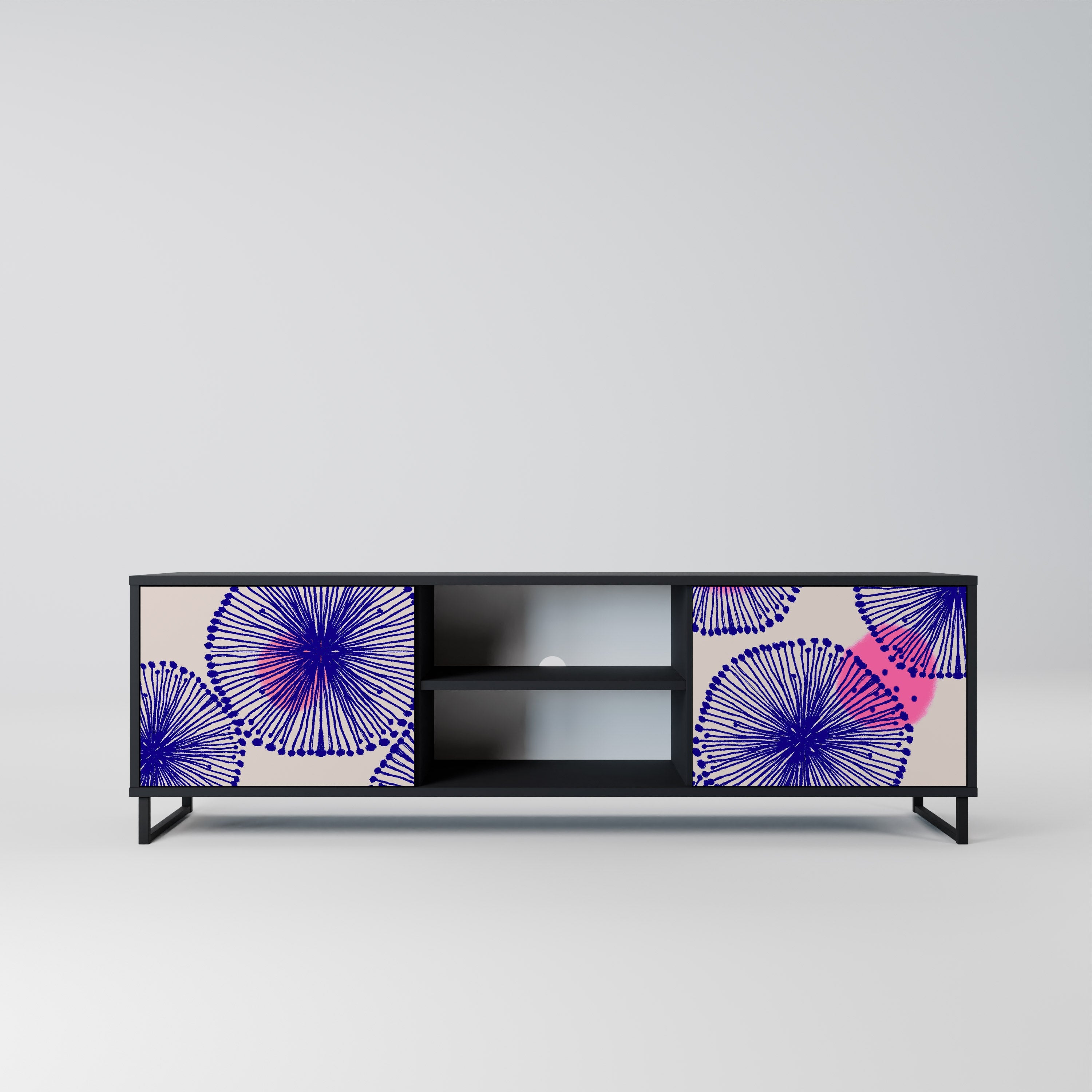 MAGIC NATURE 2-Door TV Stand in Black Finish