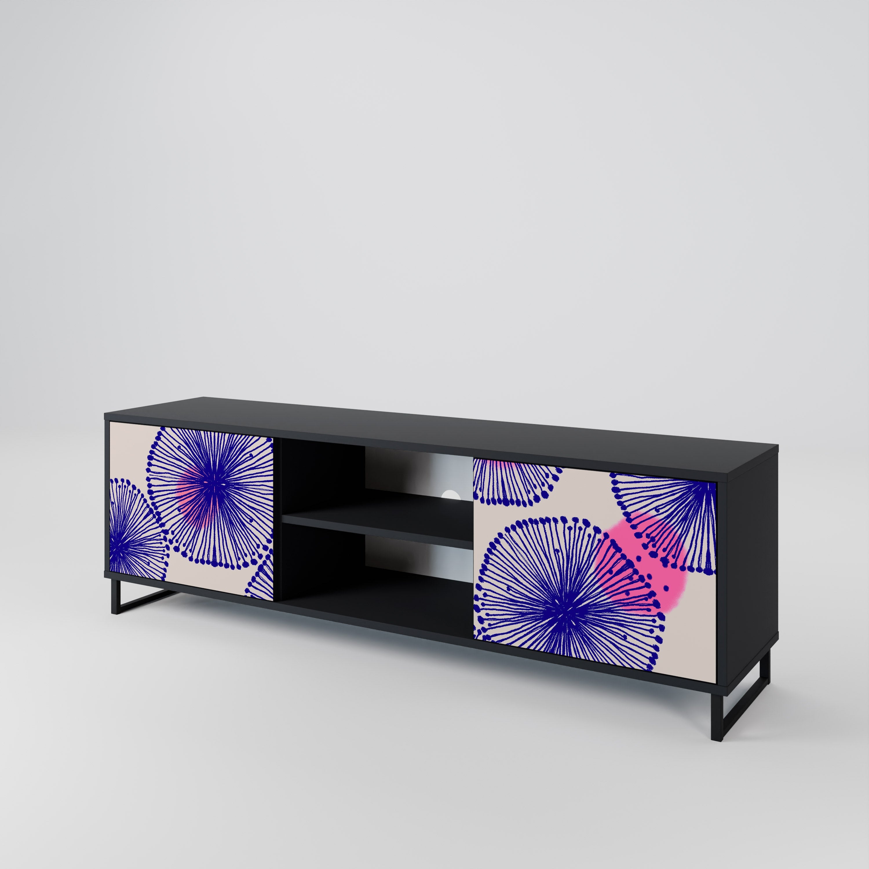 MAGIC NATURE 2-Door TV Stand in Black Finish