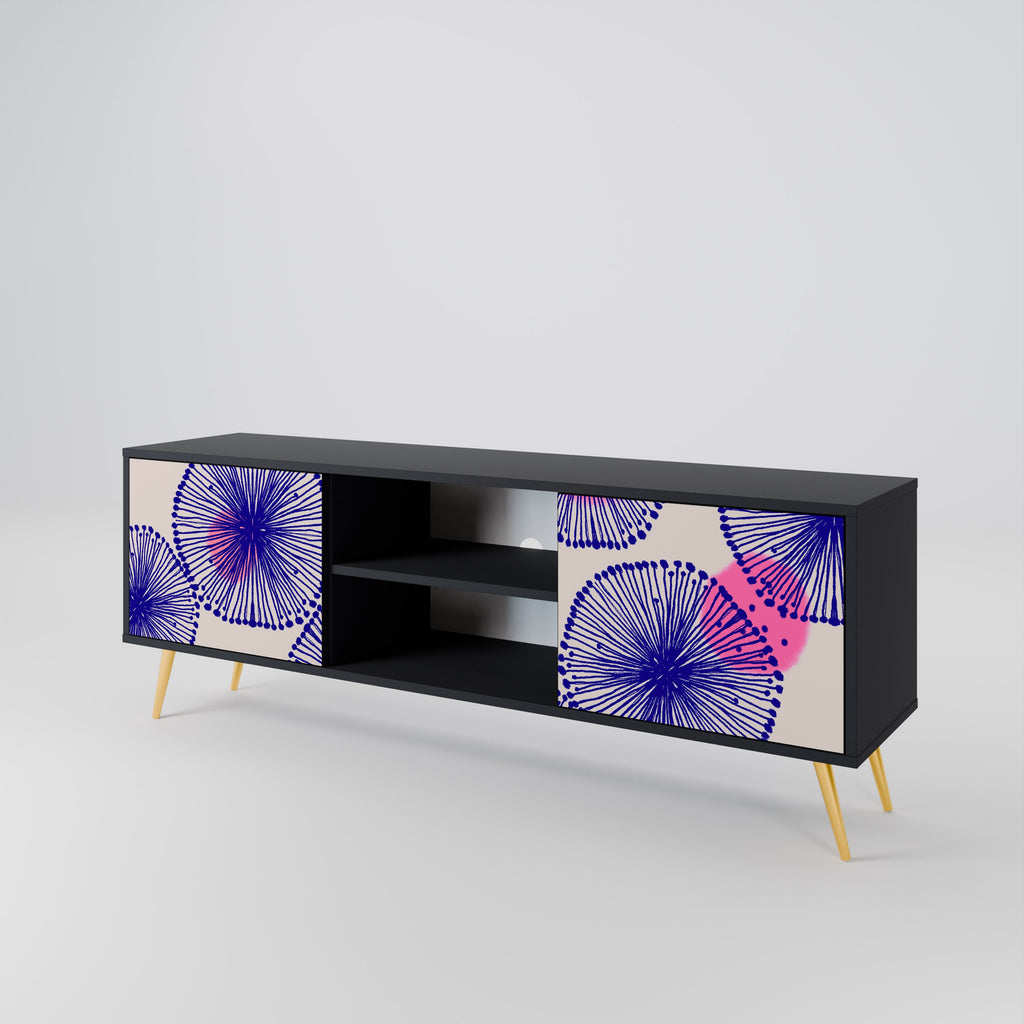 MAGIC NATURE 2-Door TV Stand in Black Finish