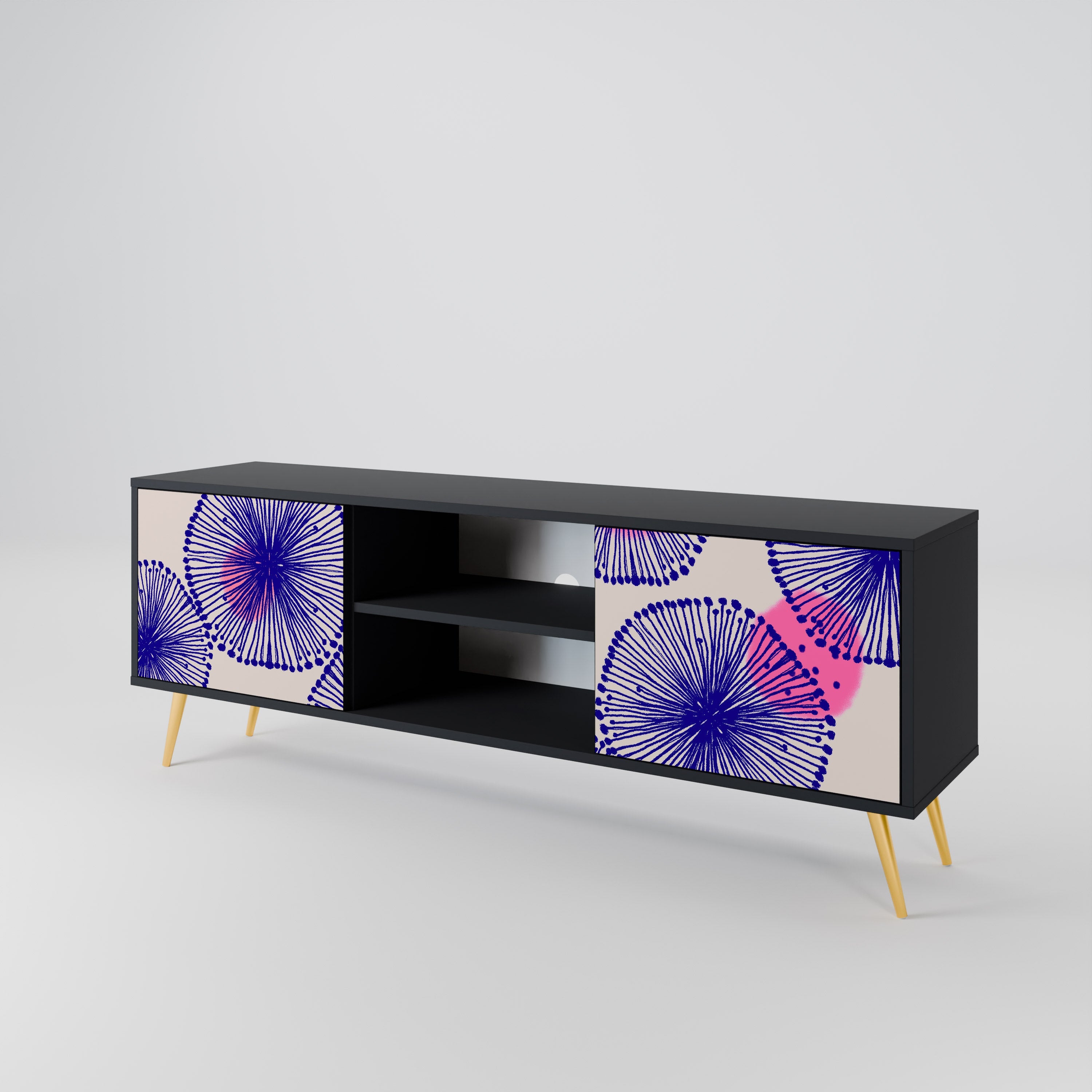 MAGIC NATURE 2-Door TV Stand in Black Finish