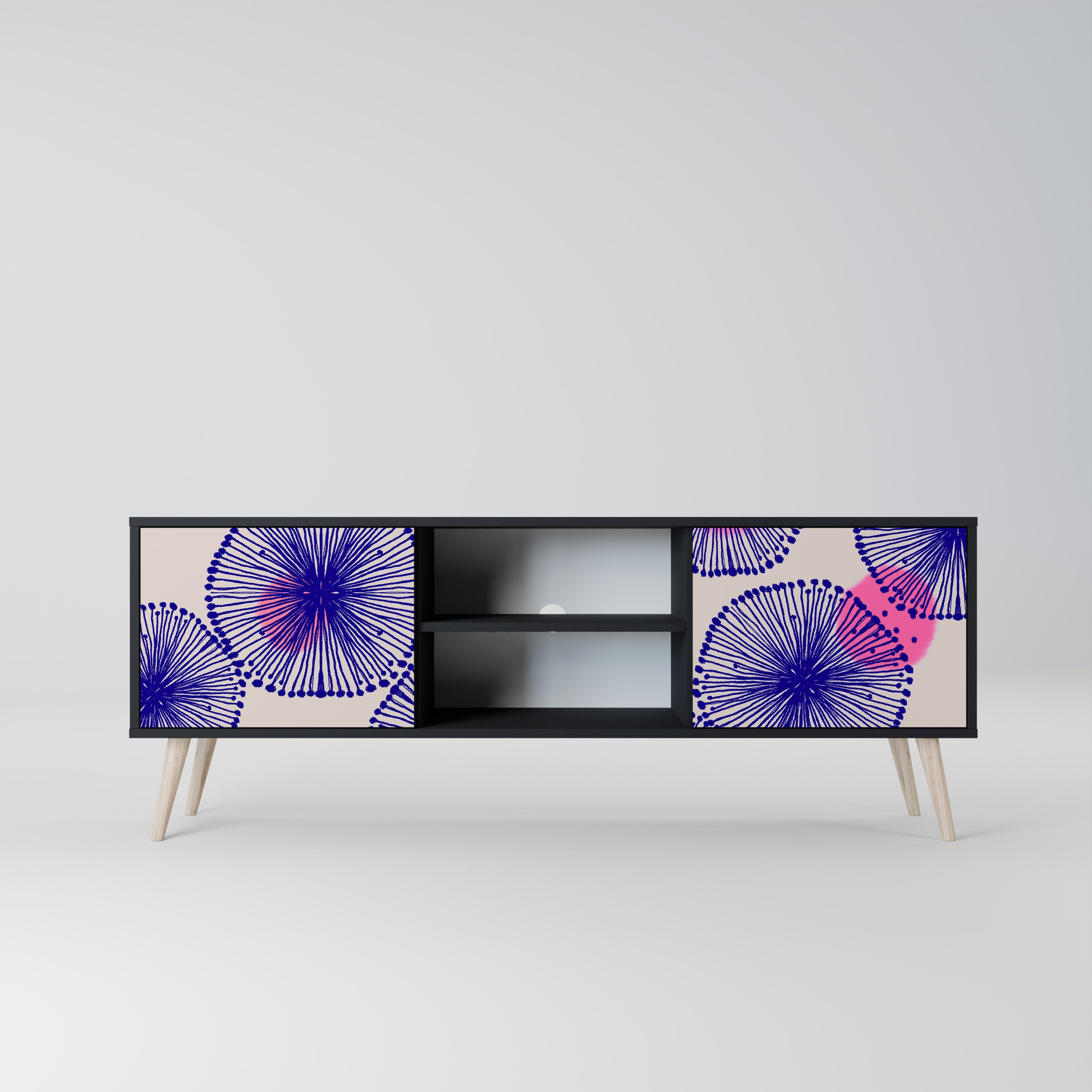 MAGIC NATURE 2-Door TV Stand in Black Finish