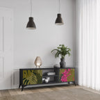 TROPICAL BEAUTY 2-Door TV Stand in Black Finish