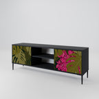 TROPICAL BEAUTY 2-Door TV Stand in Black Finish
