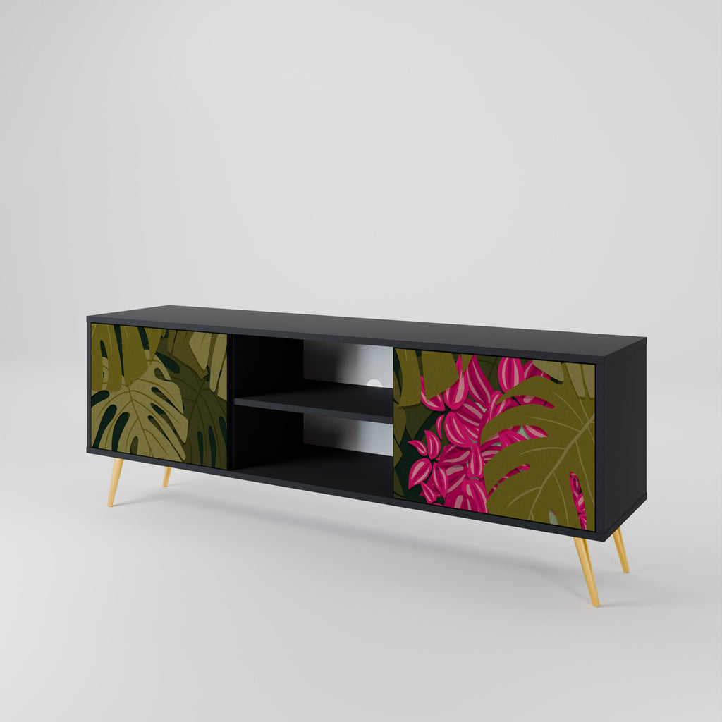 TROPICAL BEAUTY 2-Door TV Stand in Black Finish