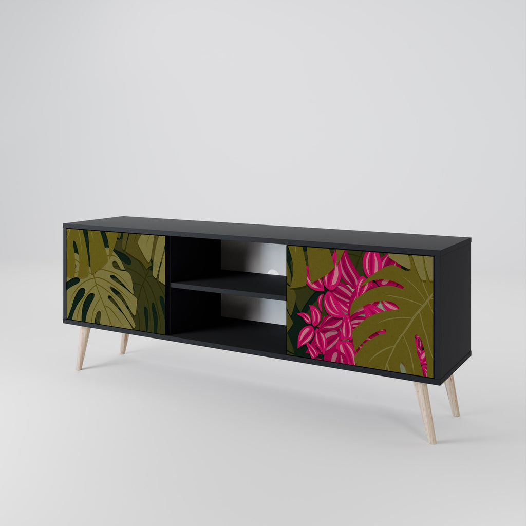 TROPICAL BEAUTY 2-Door TV Stand in Black Finish