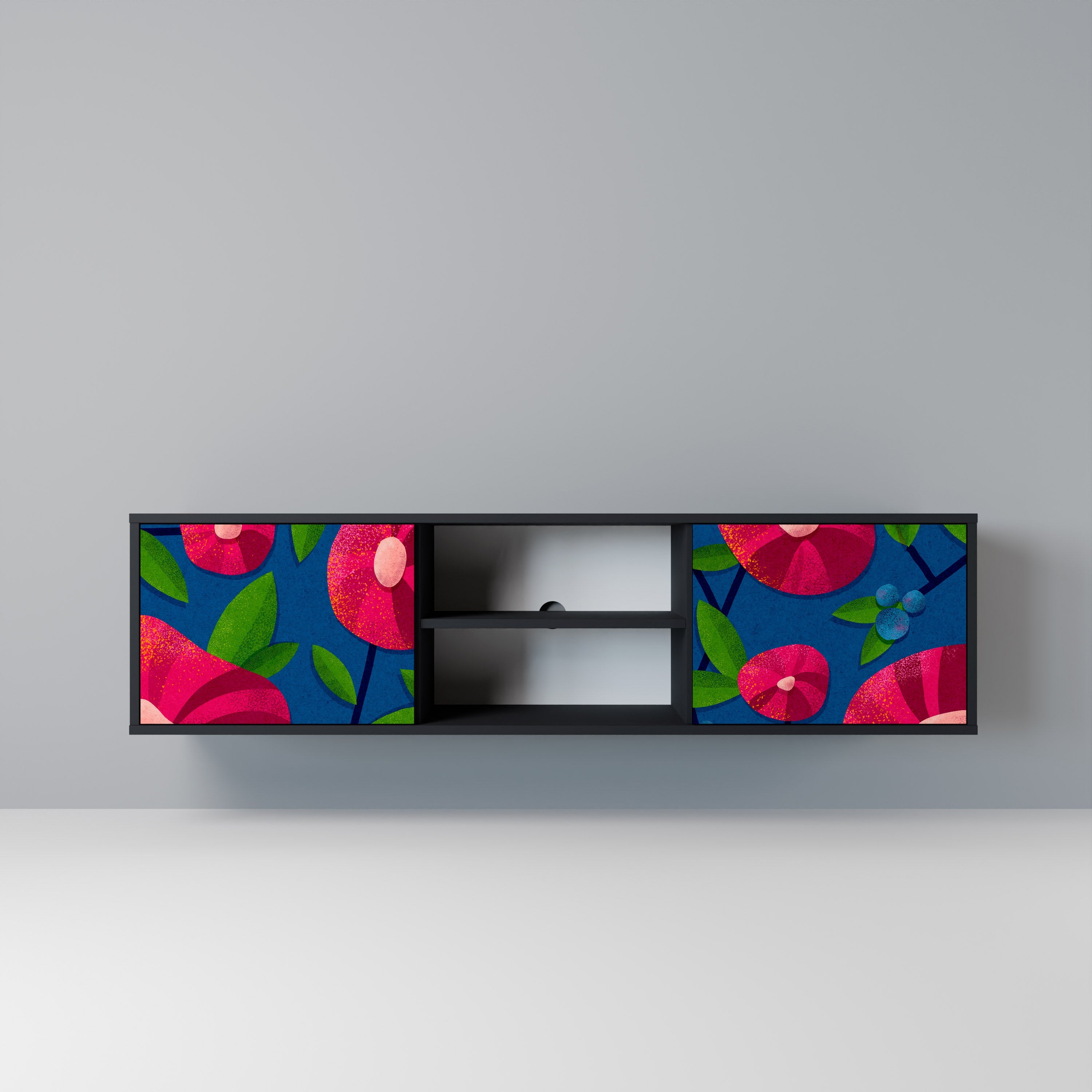 SPRING THOUGHTS 2-Door TV Stand in Black Finish