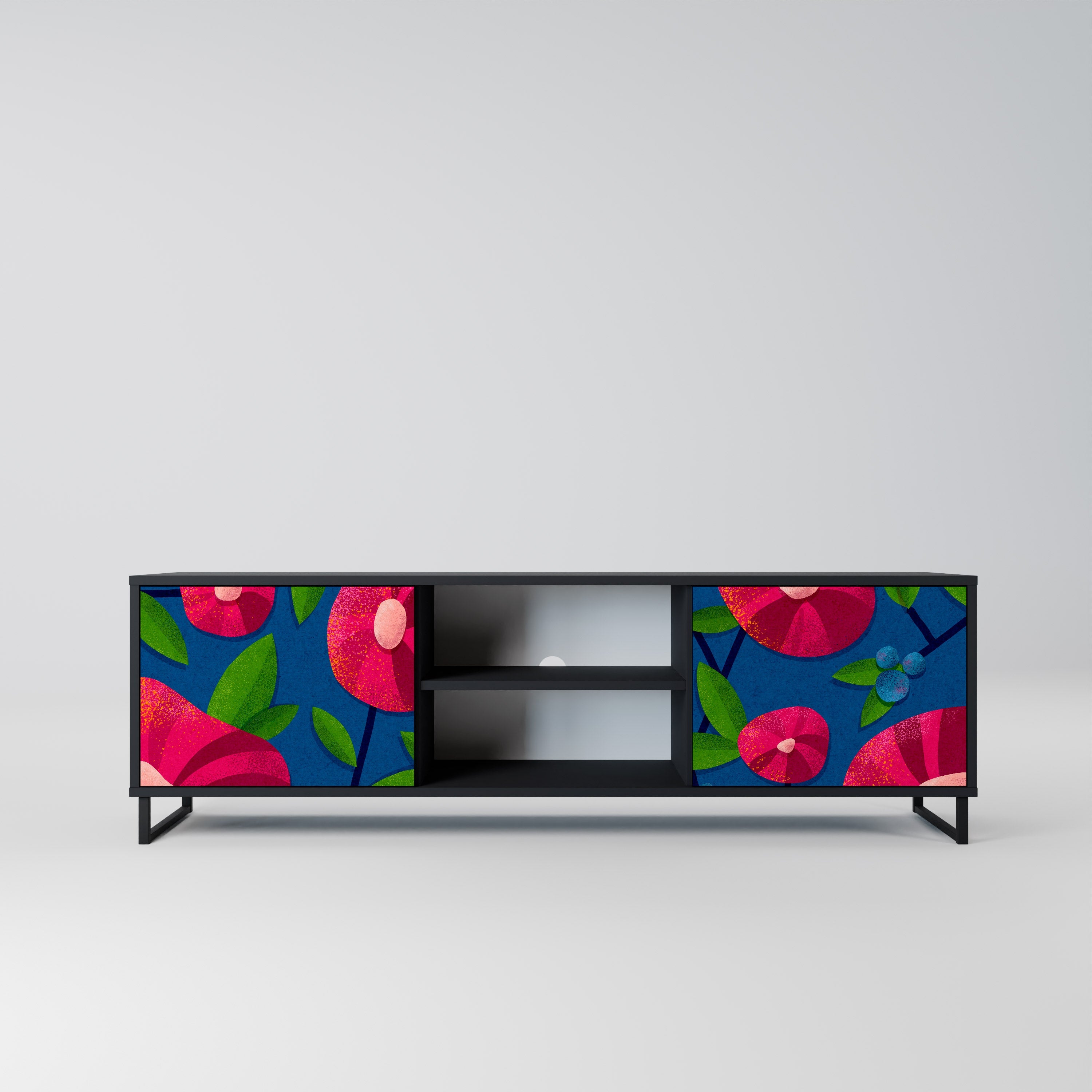 SPRING THOUGHTS 2-Door TV Stand in Black Finish