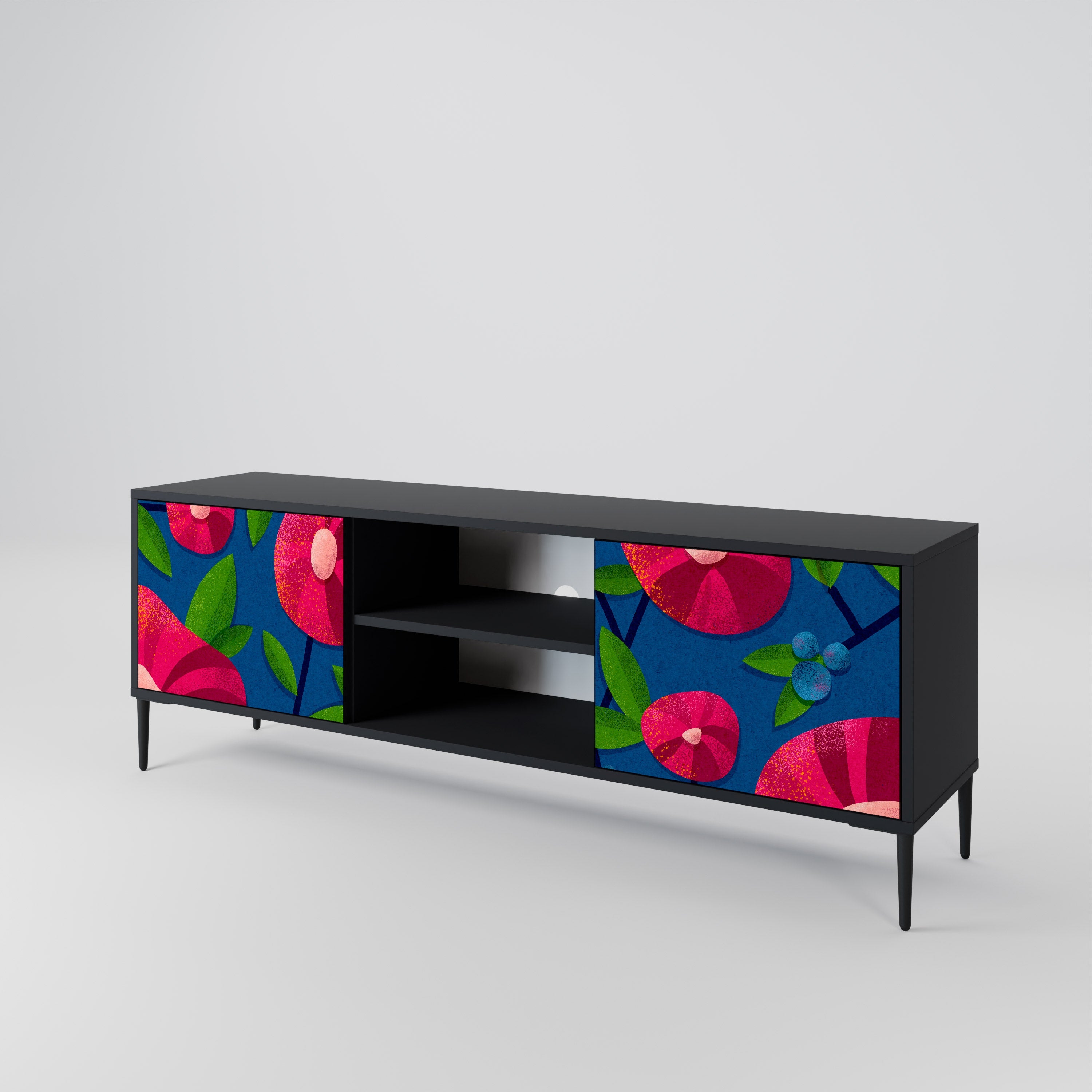 SPRING THOUGHTS 2-Door TV Stand in Black Finish