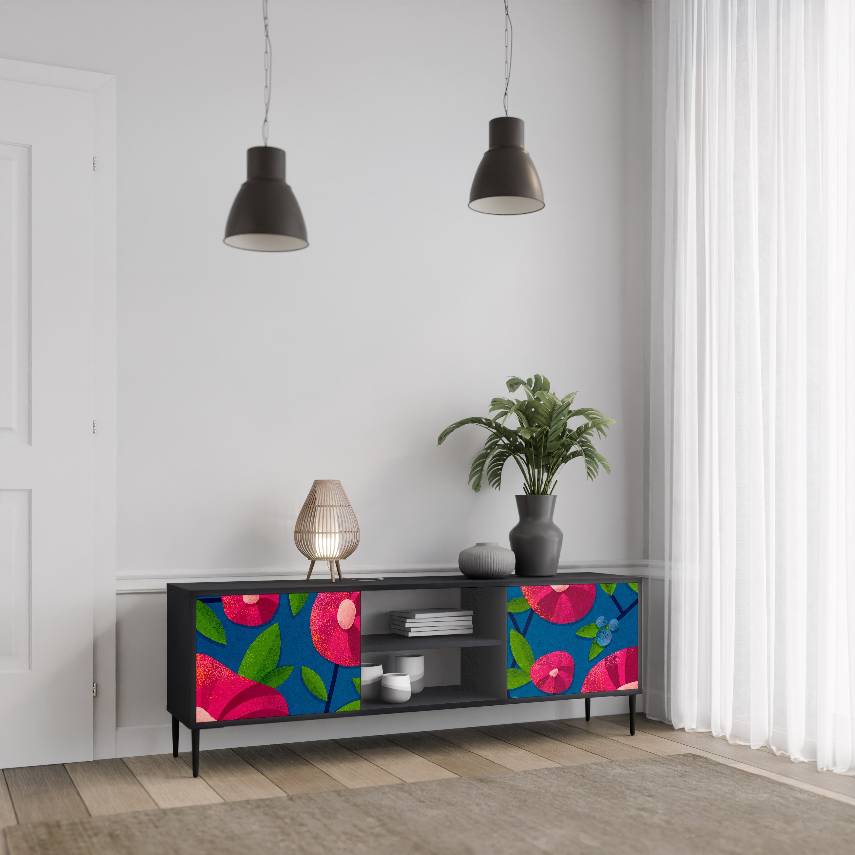 SPRING THOUGHTS 2-Door TV Stand in Black Finish