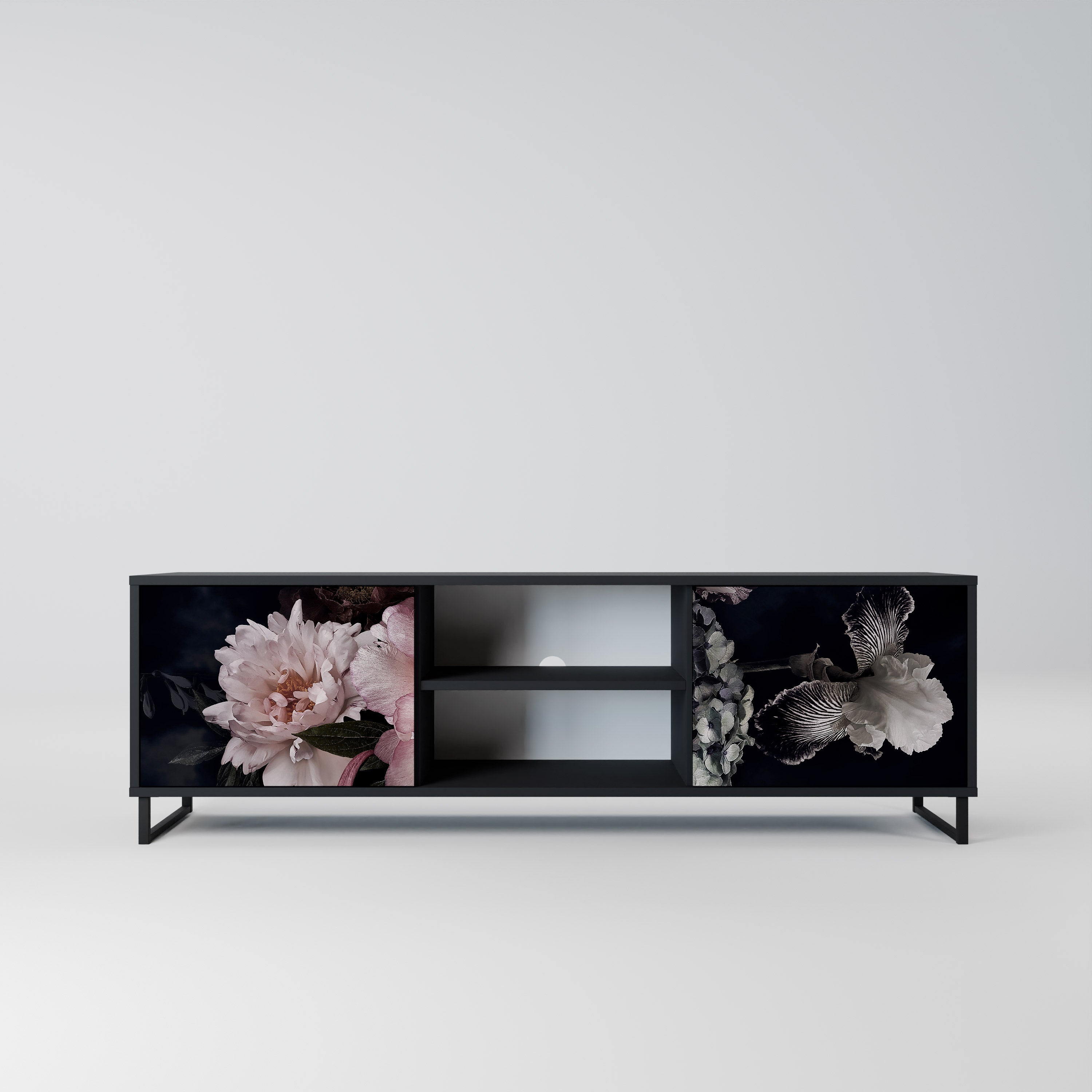 PURE BLOSSOM 2-Door TV Stand in Black Finish