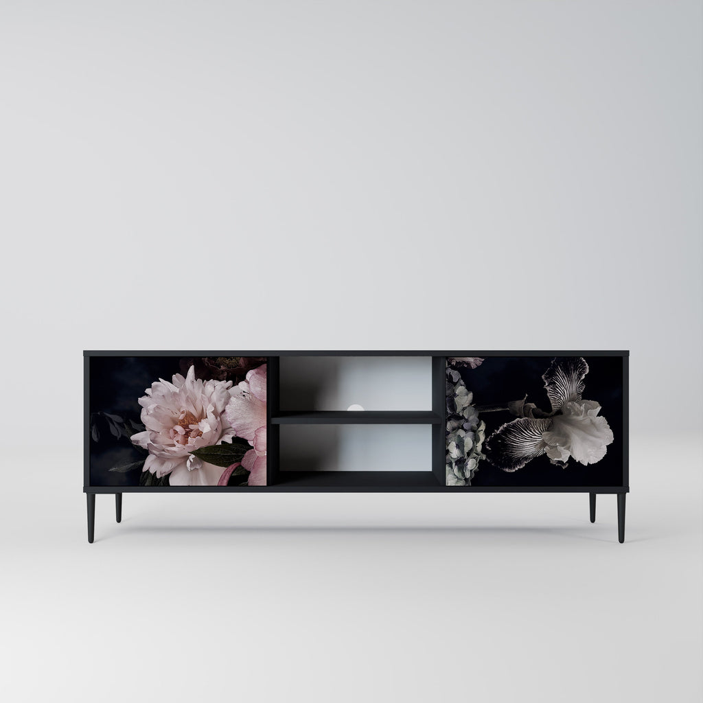 PURE BLOSSOM 2-Door TV Stand in Black Finish