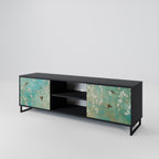 BLOOMING CHARM 2-Door TV Stand in Black Finish