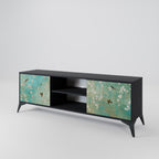 BLOOMING CHARM 2-Door TV Stand in Black Finish