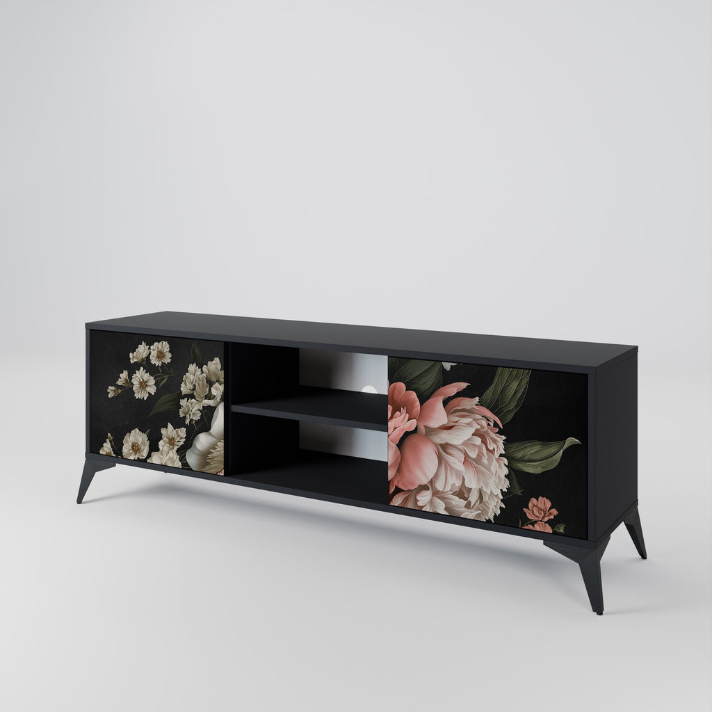 LUSH ELEGANCE 2-Door TV Stand in Black Finish